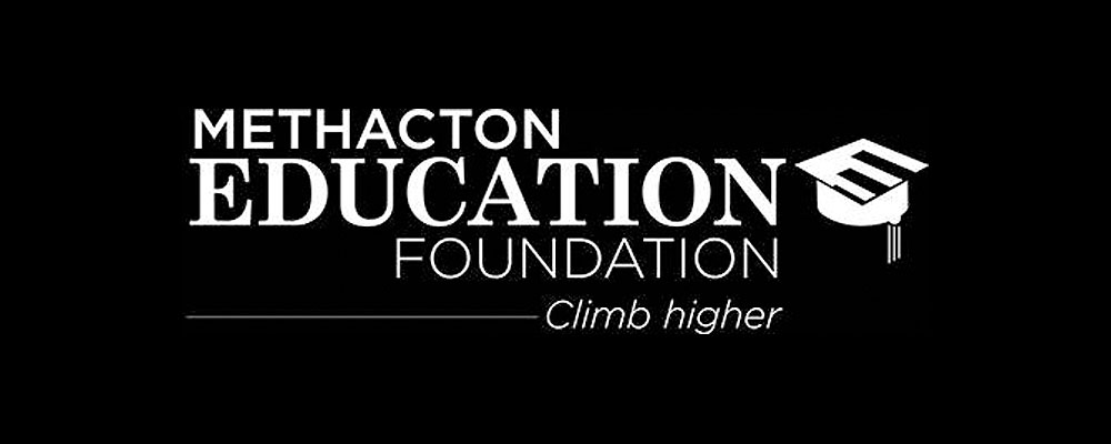 Logo for “METHACTON EDUCATION FOUNDATION” climb higher. On the right is a graduation hat icon.
