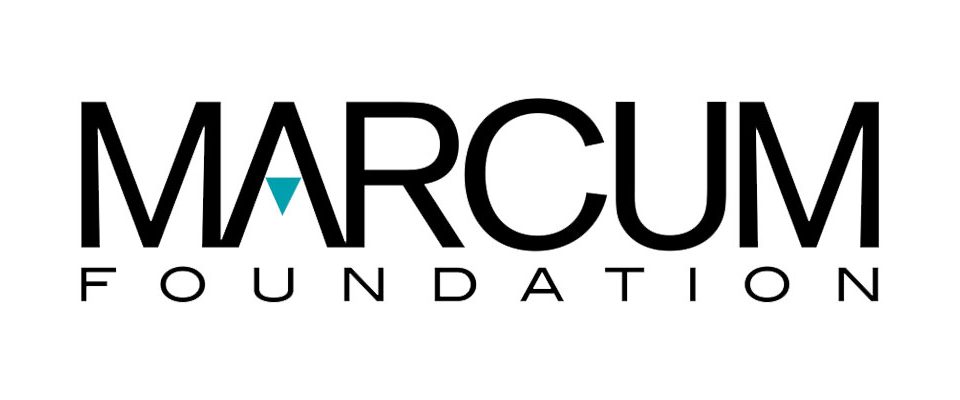 Logo for MARCUM Foundation. The A as a upside down teal triangle to complete the inside connection.