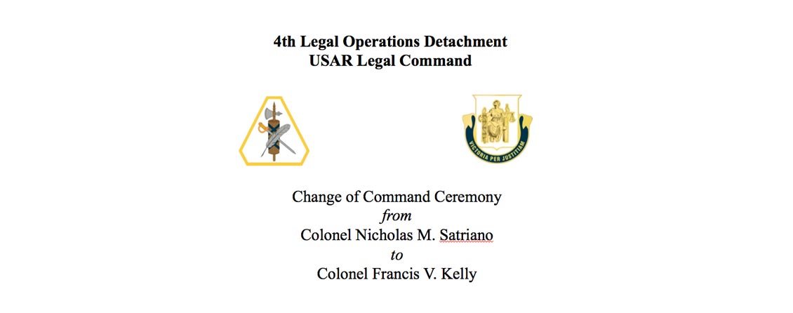 The graphic promoting Francis V.Kelly change of command ceremony.