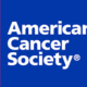 A logo for American Cancer Society. Red and blue banner design.