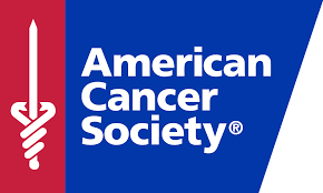 A logo for American Cancer Society. Red and blue banner design.