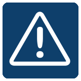 An image of a white triangle with an exclamation point inside on a square blue background, like a caution symbol. RK Law uses this image for their Crisis Management practice area.