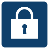 An image of a white padlock on a square blue background. RK Law uses this image for their Information Security practice area.