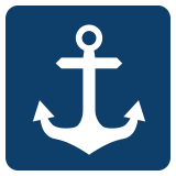 An image of a white anchor on a blue background. RK Law uses this image for their Maritime Law practice area.
