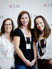 Images of three women together at a conference.