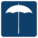 An image of a white umbrella on a blue background. RK Law uses this for their Reinsurance and Excess Coverage practice area.