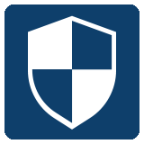 An image of a white shield on a blue background. RK Law uses this for their Security Liability practice area.