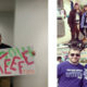 Images of students from Penn State participating in the community fundraiser known as THON. The organizations raise money to fight children cancer. The collection of images shows participants holding support signs.