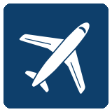 An image of an airplane on a blue background. RK Law uses this for their Travel Tourism practice area.