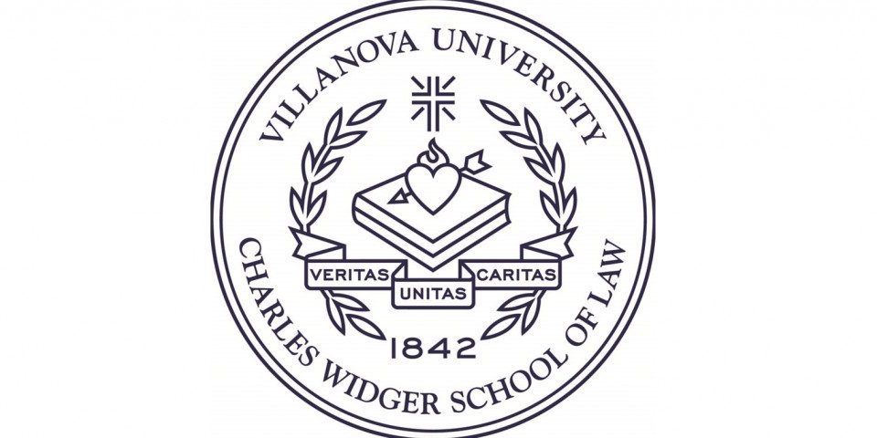 The graphic shows the Villanova University Seal for the Charles Widger School of Law.