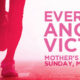 A graphic that shows the bottom portion of a runner’s legs. The graphic has a pink one throughout the whole image. The organizations logo is placed on. The left side. The words “Every step another victory, Mother’s Day, Sunday, May 11, 2014”.