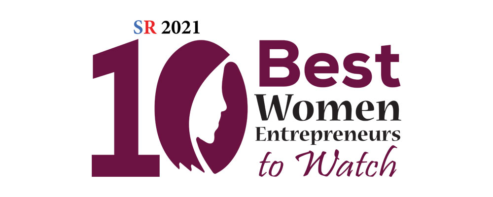 Logo for 10 Best Woman Entrepreneurs to Watch. One the left is 10 written large. The zero has a woman face design inside.